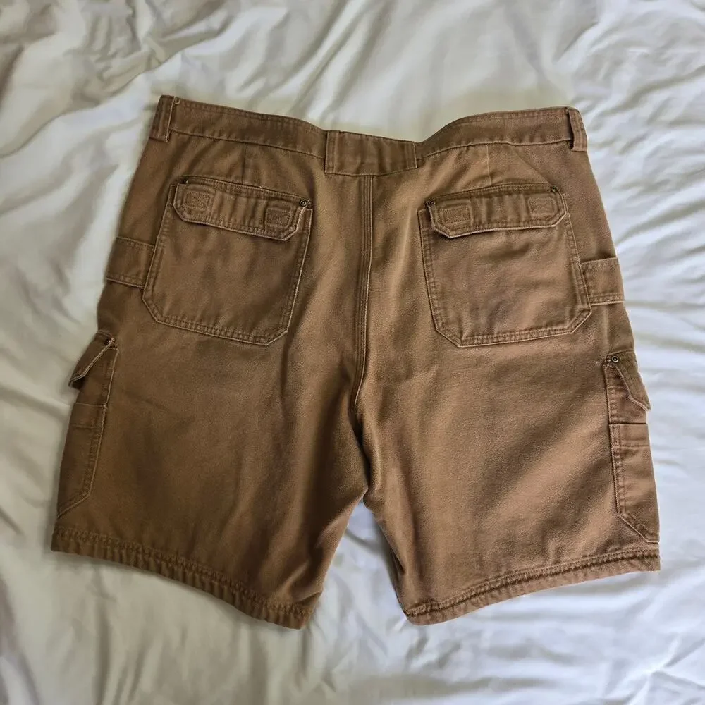 Duluth Trading Co. Men's Cargo Work Shorts – Size 46, 100% Cotton, Tan